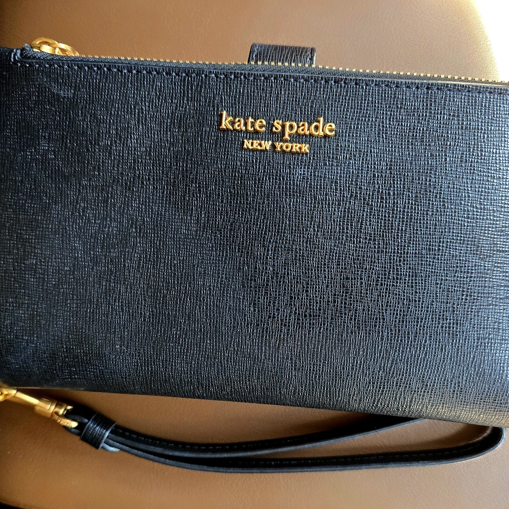 Kate Spade Black Leather Wristlet Wallet